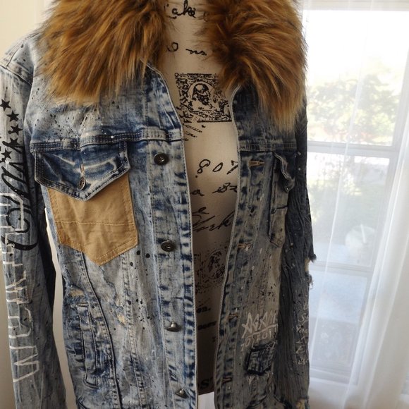 Smoke Rise DNM Co. Stretch Denim Jacket w/ Removable Faux Fur Collar - Picture 10 of 11